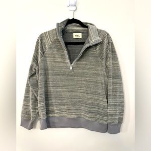 Madewell MWL 3/4 zip mock neck space-dyed velour striped pullover cozy medium